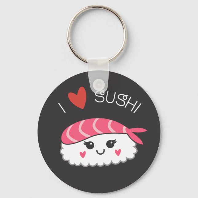 Porte-clés J'aime les fruits de mer japonais Sushi (Recto)