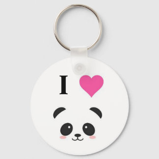 Porte-clés J'aime les pandas