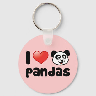 Porte-clés J'aime les pandas