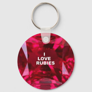 Porte-clés J'AIME LES RUBIS - pierre porte-bonheur de juillet