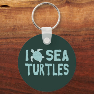 Porte-clés J'Aime Les Tortues de mer Bleu Bleu Aquatique