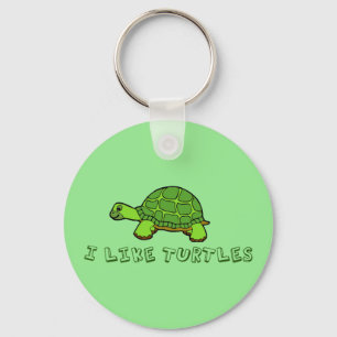 Porte-clés J'Aime Les Tortues Très Vert