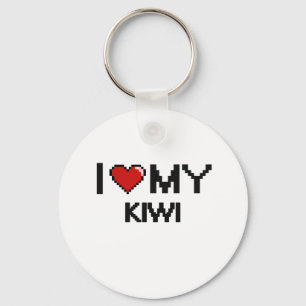 Porte-clés J'aime ma conception de Digitals de kiwi