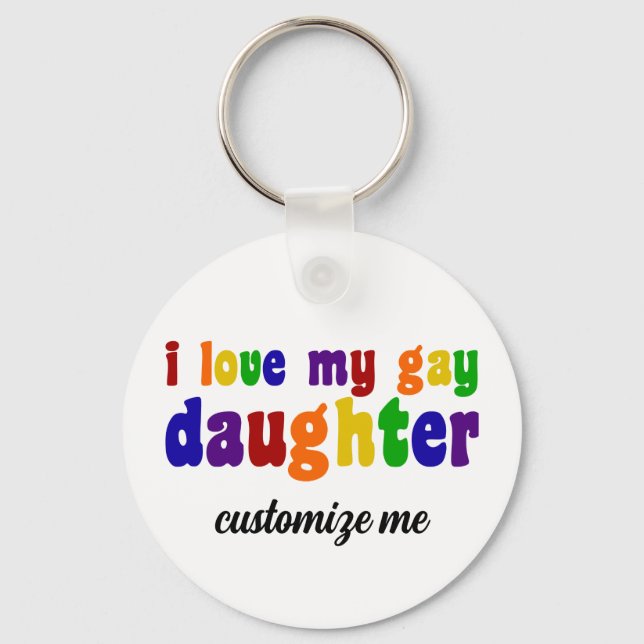 Porte-clés J'Aime Ma Fille Gay Fier Maman LGBTQ Personnalisée (Recto)