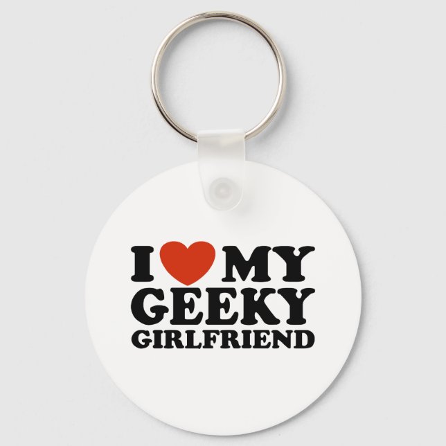 Porte-clés J'Aime Ma Petite Amie Geeky (Recto)