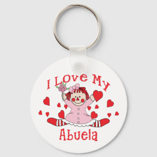 Porte-clés J'aime ma poupée et coeurs de chiffon d'Abuela