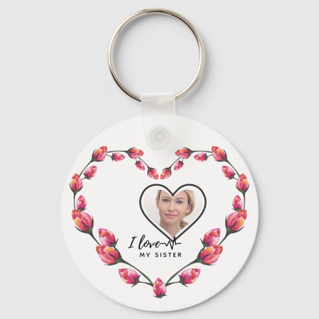 Porte-clés J'aime ma SŒUR - Cadeau personnalisé pour meilleur (Recto)