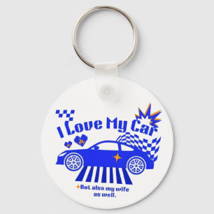 Porte-clés J'aime ma voiture mais aussi ma femme Phrase drôle