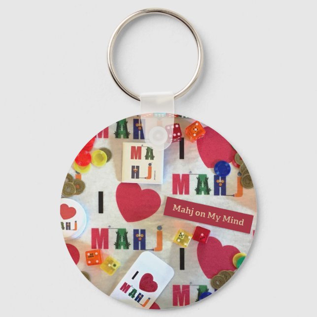 Porte-clés J'aime mah jongg porte - clé (Recto)