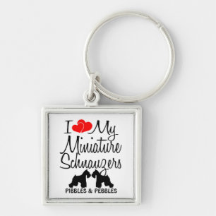 Porte-clés J'Aime Mes DEUX Schnauzers Miniature