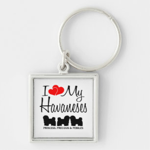 Porte-clés J'Aime Mes Trois Havanais Porte - clé Personnalisé