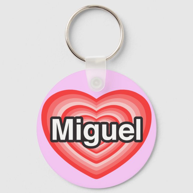 Porte-clés J'aime Miguel. Je t'aime Miguel. Cœur (Recto)
