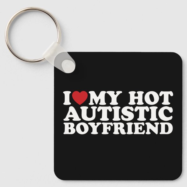 Porte-clés J'Aime Mon Ami Autiste Chaud BF Autisme Coeur (Recto)