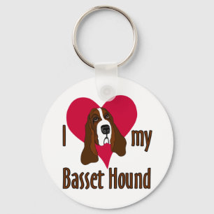 Porte-clés J'aime mon Basset Hound mignon chien dans un coeur