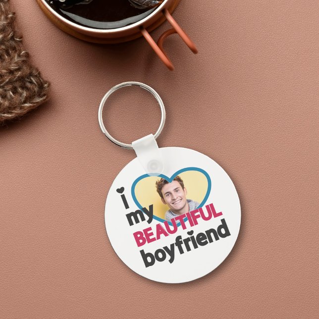 Porte-clés J'aime mon beau petit ami photo personnalisée (Créateur téléchargé)