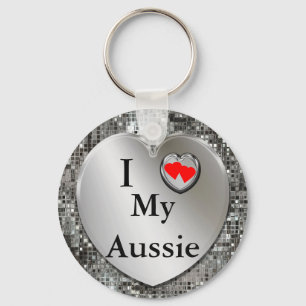 Porte-clés J'aime mon berger australien et australien, porte