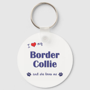 Porte-clés J'aime mon border collie (le chien femelle)