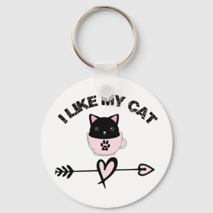 Porte-clés j'aime mon chat, cadeau amoureux des chats