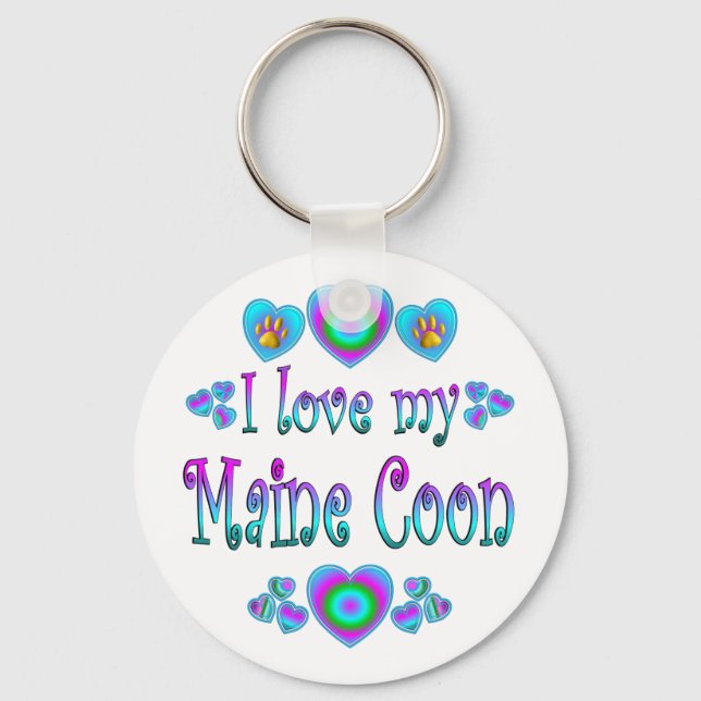 Porte-clés J'Aime Mon Chat Maine Coon (Recto)