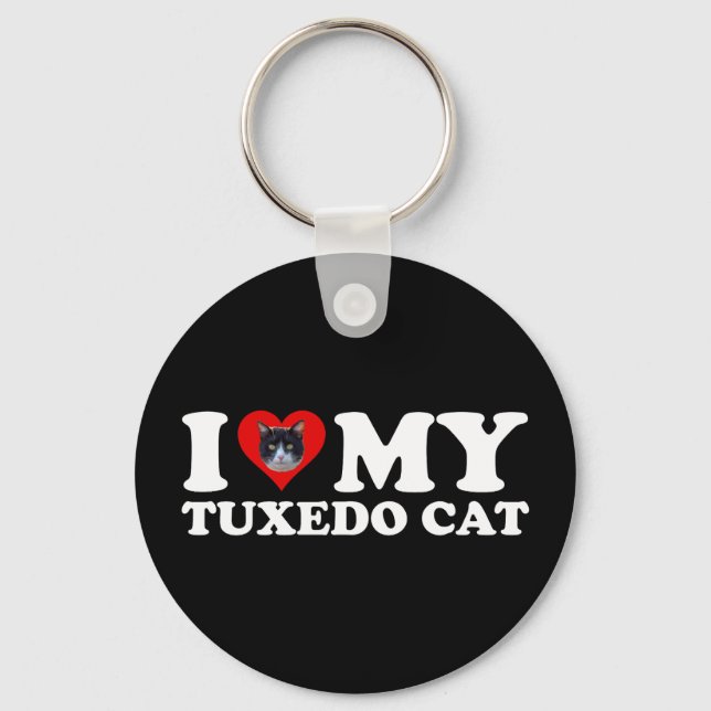 Porte-clés J'Aime Mon Chat Tuxedo (Recto)