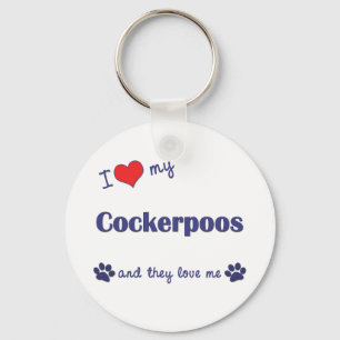 Porte-clés J'aime mon Cockerpoos (les chiens multiples)