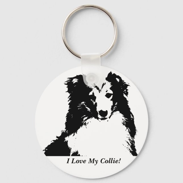 Porte-clés J'Aime Mon Collie Porte - clé Personnalisé (Recto)