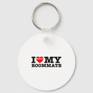 Porte-clés J'aime mon colocataire cœur drôle de fête cadeaux 