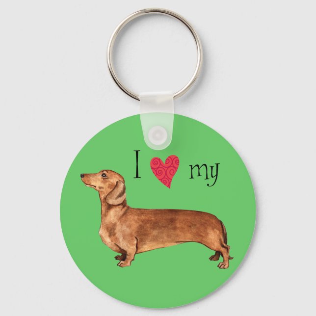 Porte-clés J'aime mon Dachshund (Recto)