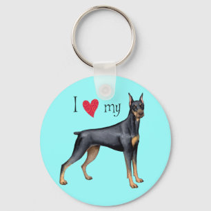 Porte-clés J'aime mon Doberman