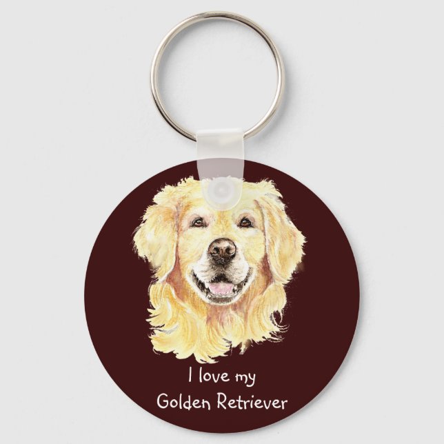 Porte-clés J'aime mon Golden Retriever, chien, animal de comp (Recto)