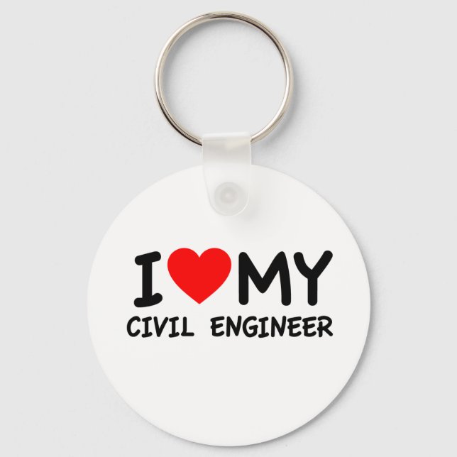 Porte-clés J'aime mon ingénieur civil (Recto)