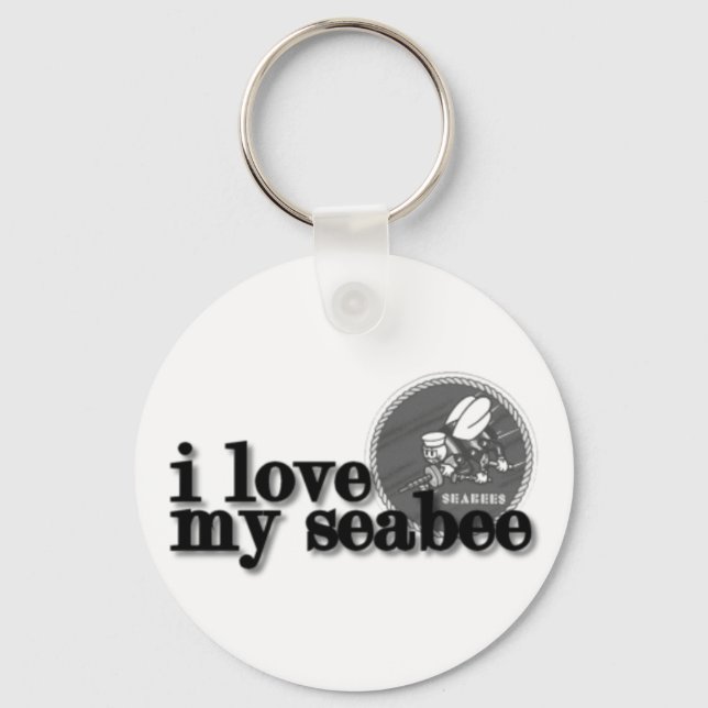 Porte-clés J'aime mon logo Seabee avec Seabee (Recto)