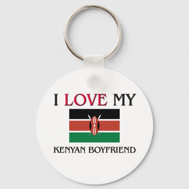 Porte-clés J'aime mon petit ami kenyan (Recto)