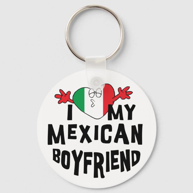 Porte-clés J'aime mon petit ami mexicain (Recto)