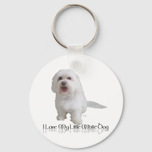 Porte-clés J'aime mon petit chien blanc - Havanese