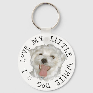 Porte-clés J'Aime Mon Petit Chien Blanc Maltais