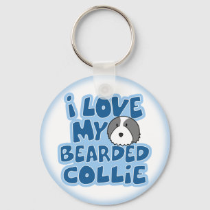 Porte-clés J'aime mon porte - clé barbu de colley