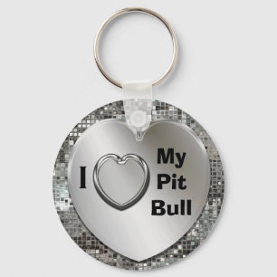 Porte-clés J'aime mon porte - clé de coeur de pitbull