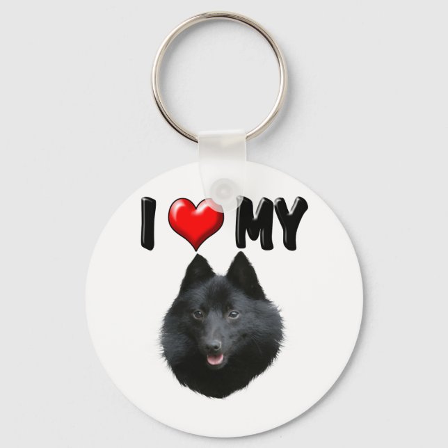 Porte-clés J'Aime Mon Schipperke (Recto)