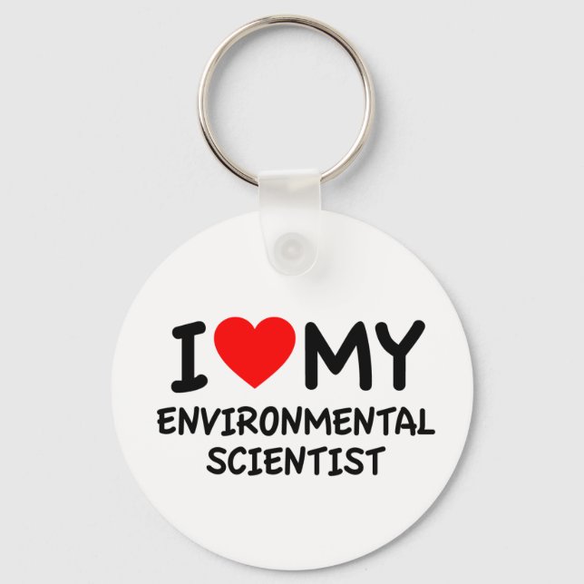 Porte-clés J'aime mon scientifique de l'environnement (Recto)