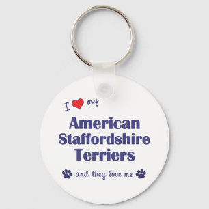 Porte-clés J'aime mon Staffordshires américain (les chiens