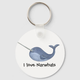 Porte-clés J'aime Narwhals