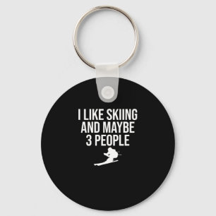 Porte-clés J'Aime Skier Ski Skier Snowboard Sports D'Hiver