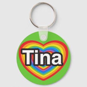 Porte-clés J'aime Tina. Je t'aime Tina. Cœur