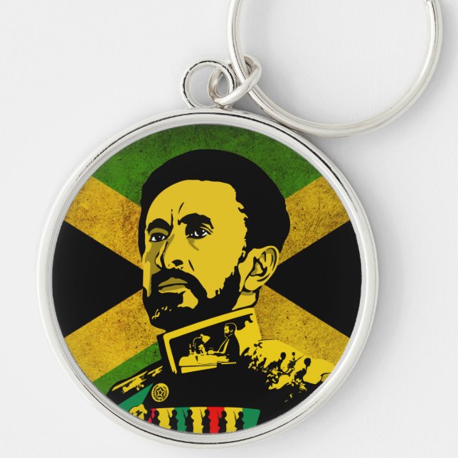 Porte-clés Jamaica Flag - hAILE sELASSIE i - Rasta Button (Devant)