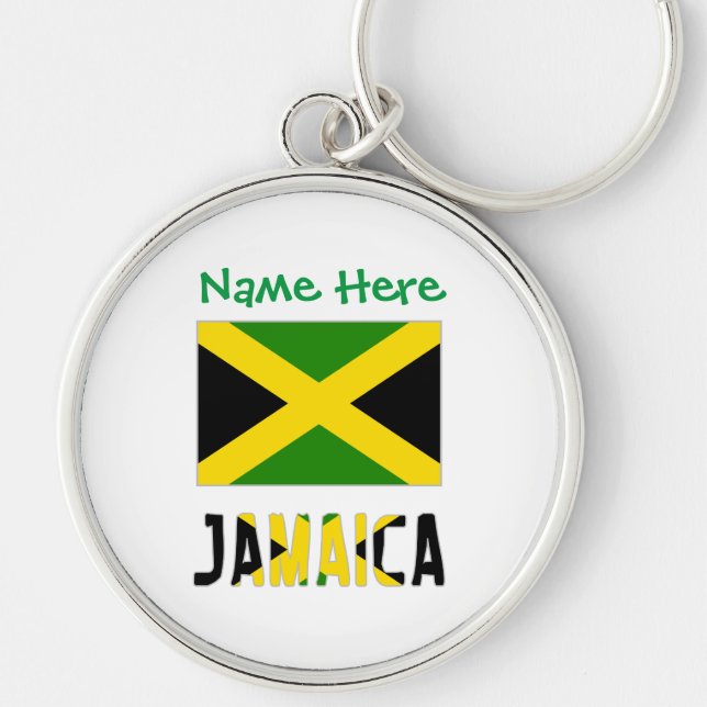Porte-clés Jamaïque Jamaïque Drapeau vert ronde de personnali (Devant)