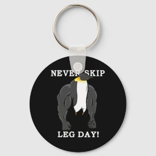 Porte-clés Jamais Sauter Jour de la Jambe Bodybuilding Pengui