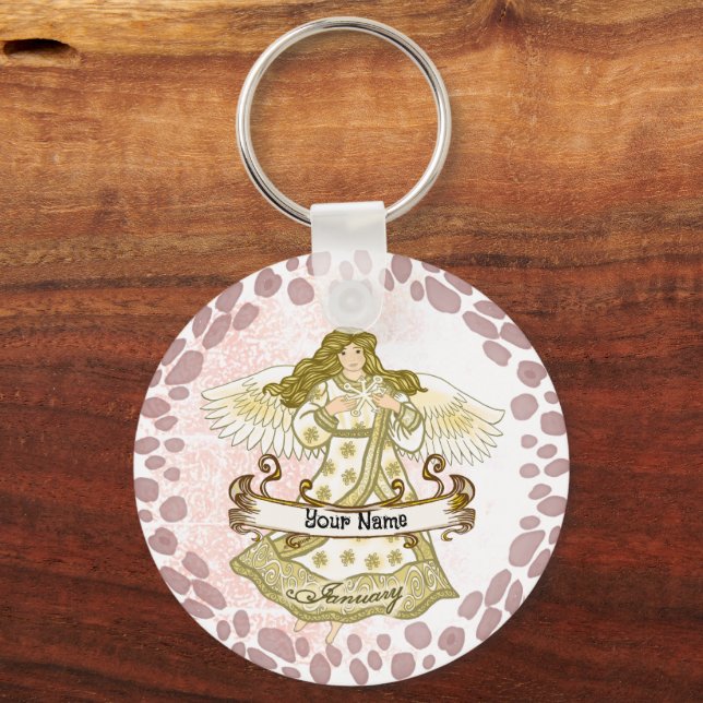 Porte-clés Janvier Anniversaire Angel anniversaire personnali (Recto)