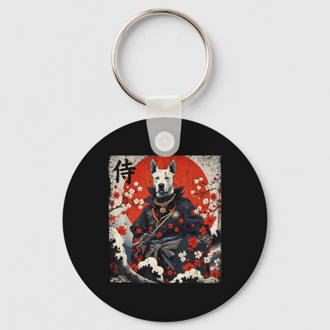 Porte-clés Japonais Samurai Pitbull Tattoo Kawaii Ukiyo-e Nin (Recto)
