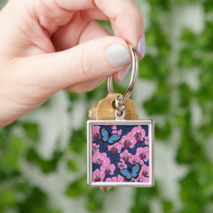 Porte-clés Jardin botanique d'orchidées avec papillons
